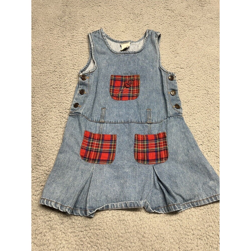 Rachel’s Dress Kids Vintage One piece Size 5 Girls Plaid With Buttons
